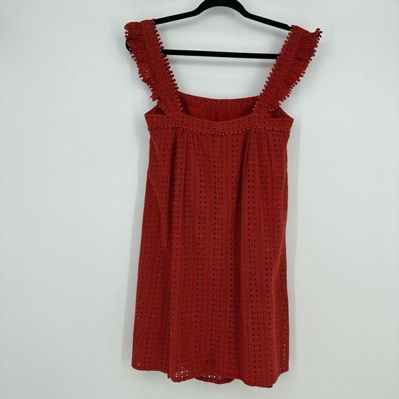 Sezane Robe Assia Rubis Mini Dress Rust Orange Crochet Lace Coquette Size US 4 - Picture 10 of 10